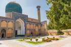 Samarkand, Uzbekistan, Central Asia. Courtyard at the Gur-i Amir Mausoleum. Art Print